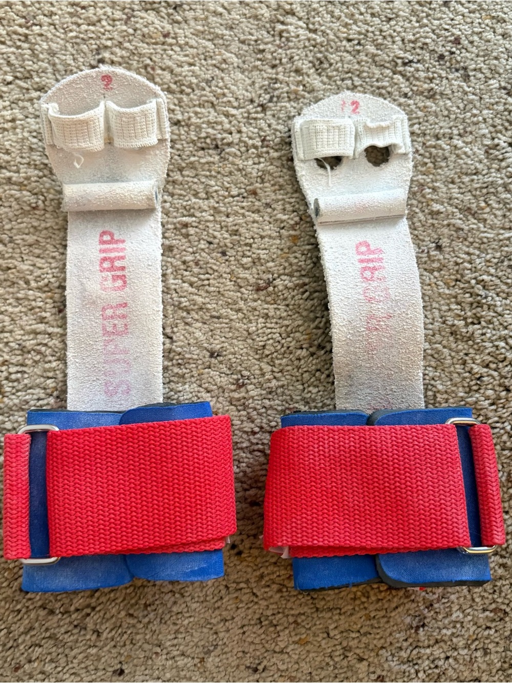 Kids Grip Wrist Straps - Red and Blue Comfort Straps